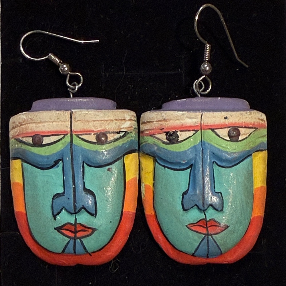 Vibrant Face Art Earrings